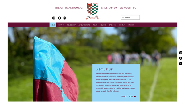 Screenshot of the Chesham United Youth Football Club website