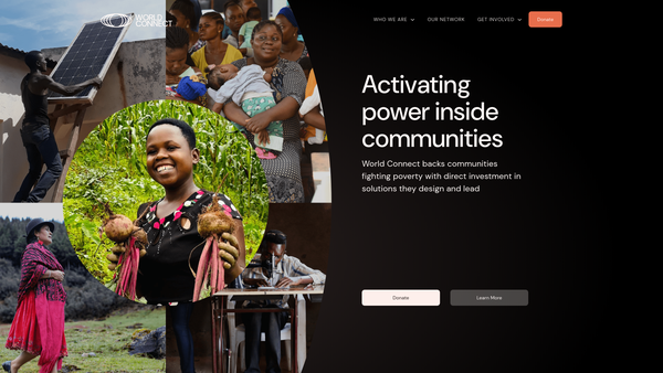 Screenshot of the World Connect International, UK website