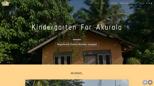 Screenshot of the Kindergarten For Akurala (Kfa) website