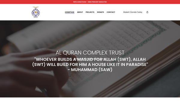 Screenshot of the Al Quran Complex Welfare Trust website