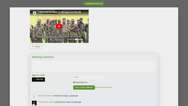 Screenshot of the International Organisation For Peace Building And Social Justice UK website