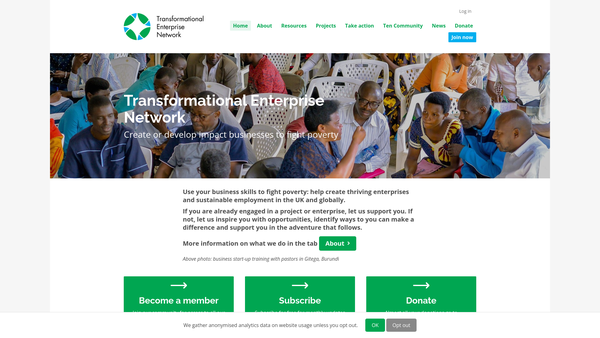 Screenshot of the Transformational Enterprise Network website