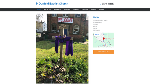 Screenshot of the Duffield Baptist Church website
