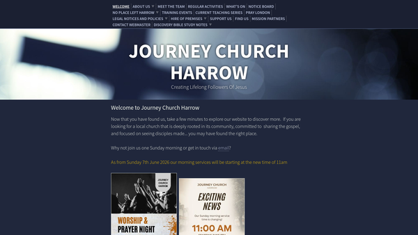 Screenshot of the Journey Church Harrow website