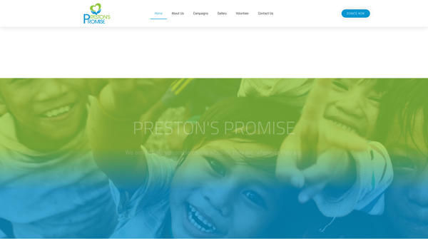 Screenshot of the Preston's Promise website