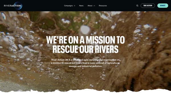 Screenshot of the River Action UK website