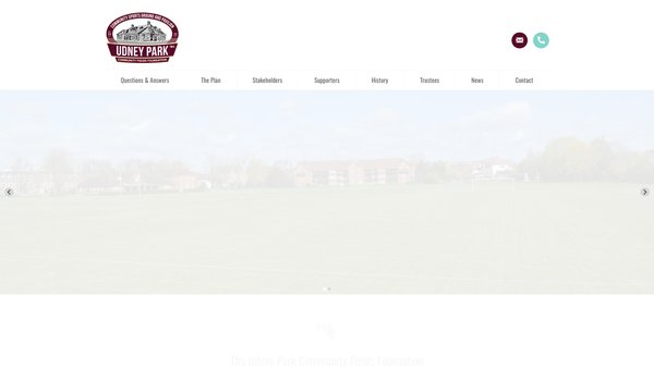 Screenshot of the Udney Park Community Fields Foundation website