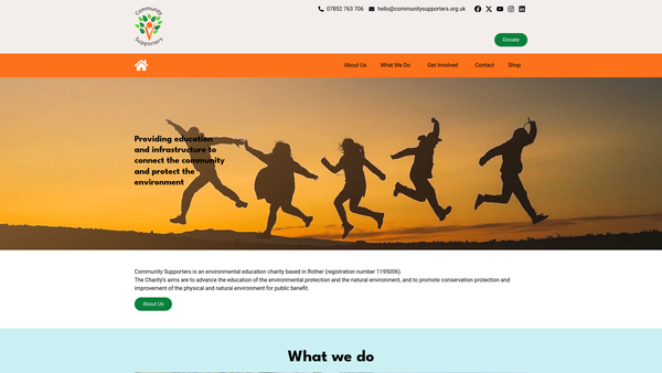Screenshot of the Community Supporters website