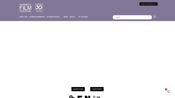 Screenshot of the Purbeck Film Festival website