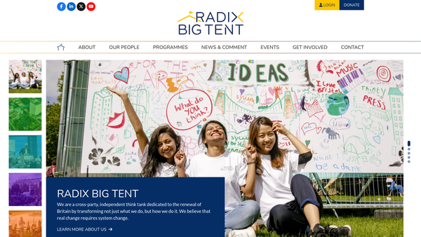 Screenshot of the Big Tent Foundation website