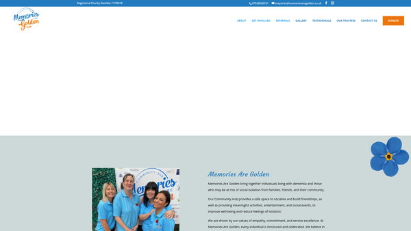 Screenshot of the Memories Are Golden website