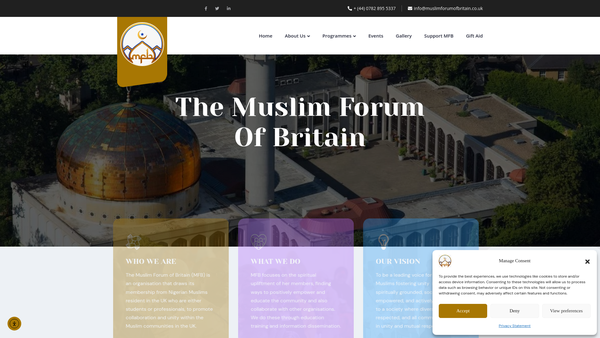 Screenshot of the Muslim Forum Of Britain (Mfb) website