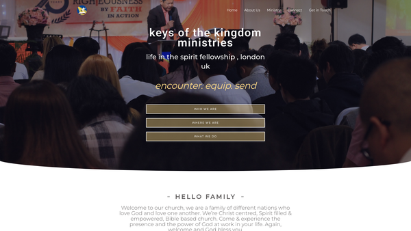 Screenshot of the Keys Of The Kingdom Ministries - Life In The Spirit Fellowship International website