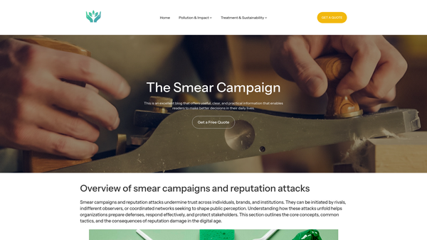Screenshot of the The Smear Campaign website
