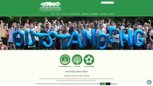 Screenshot of the FAWfilling Futures – Five Acre Wood School website