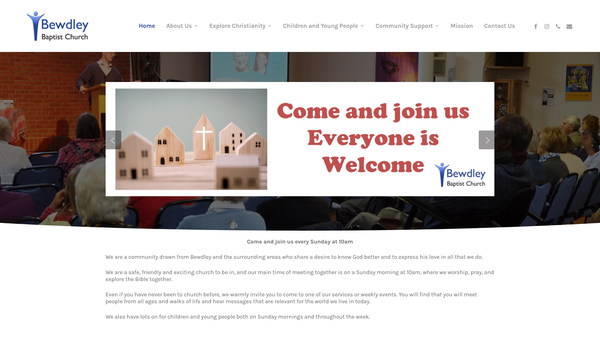 Screenshot of the Bewdley Baptist Church website