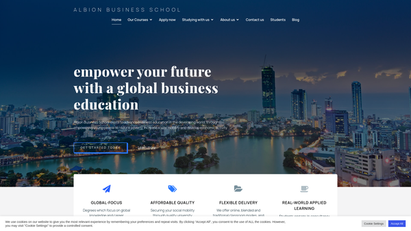 Screenshot of the Albion Business School website