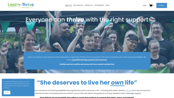 Screenshot of the Learn and Thrive website
