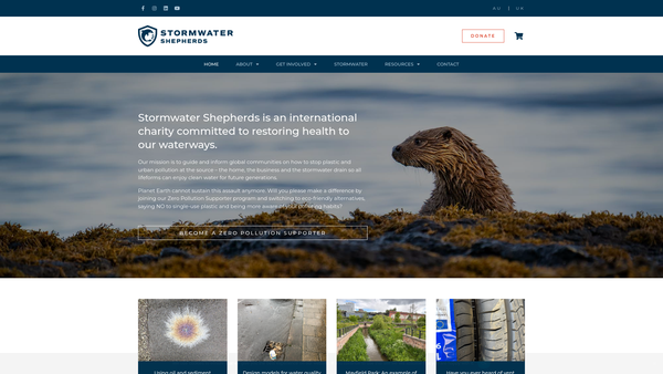 Screenshot of the Stormwater Shepherds UK website