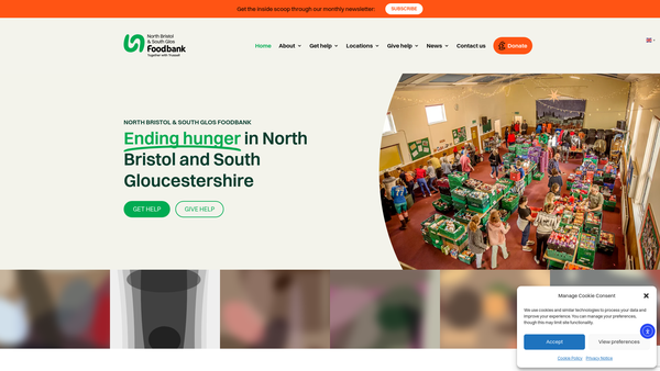 Screenshot of the North Bristol And South Gloucestershire Foodbank CIO website