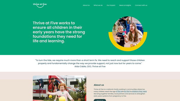 Screenshot of the Thrive At Five website