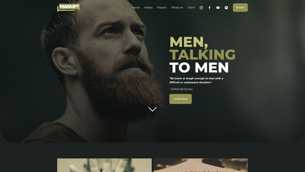 Screenshot of the Manup? website