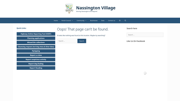 Screenshot of the The Nassington Village Hall Trust website