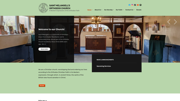 Screenshot of the The Parish Of Saint Melangell website