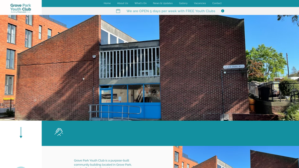 Screenshot of the Grove Park Youth Club Bpt Limited website