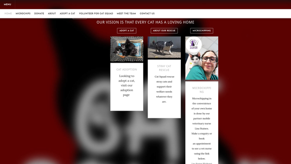 Screenshot of the Cat Squad South East website