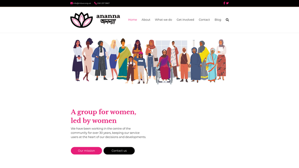 Screenshot of the Ananna - Manchester Bangladeshi Women's Organisation website