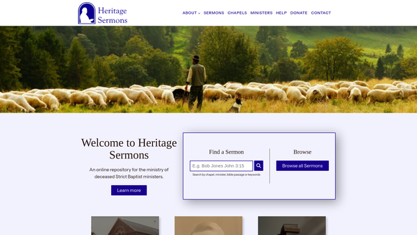 Screenshot of the Heritage Sermons website