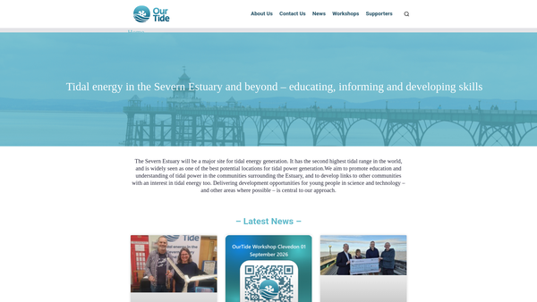 Screenshot of the Ourtide website