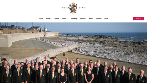 Screenshot of the Porthcawl Male Choir (Cor Meibion Porthcawl) website