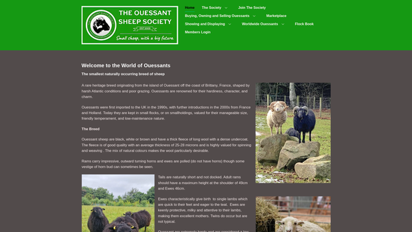 Screenshot of the The Ouessant Sheep Society website