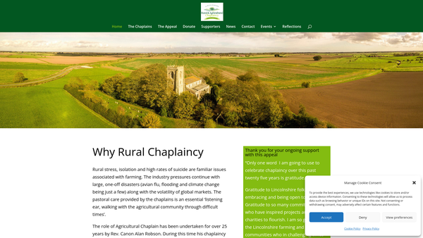 Screenshot of the Lincolnshire Rural & Agricultural Chaplaincy website