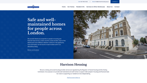 Screenshot of the The West Hackney Almshouse Charity website