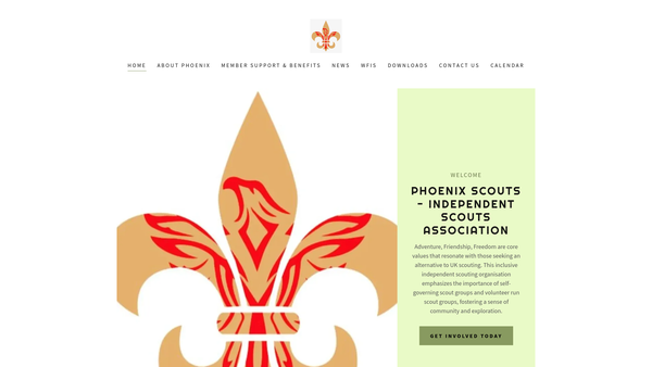 Screenshot of the Phoenix Independent Scouts Association website