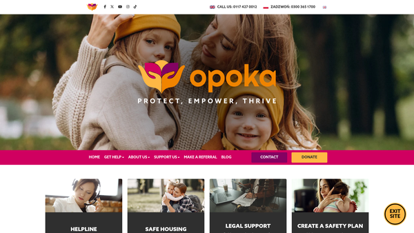 Screenshot of the Opoka Charitable Incorporated Organisation website