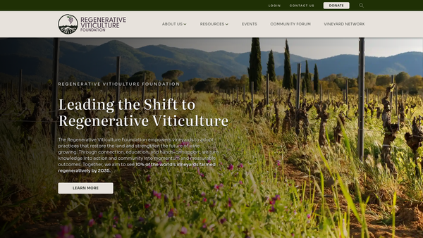 Screenshot of the The Regenerative Viticulture Foundation website