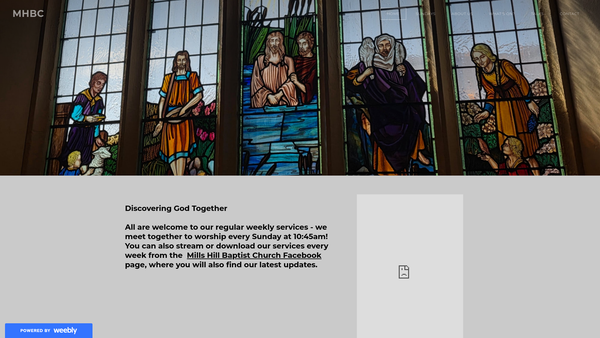 Screenshot of the Mills Hill Baptist Church website