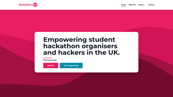 Screenshot of the Hackathons UK website