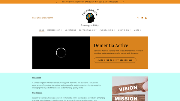Screenshot of the Dementia Active website