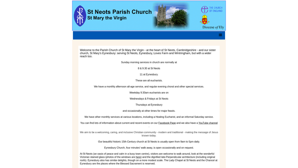 Screenshot of the The Parochial Church Council Of The Ecclesiastical Parish Of St Neots With Eynesbury website