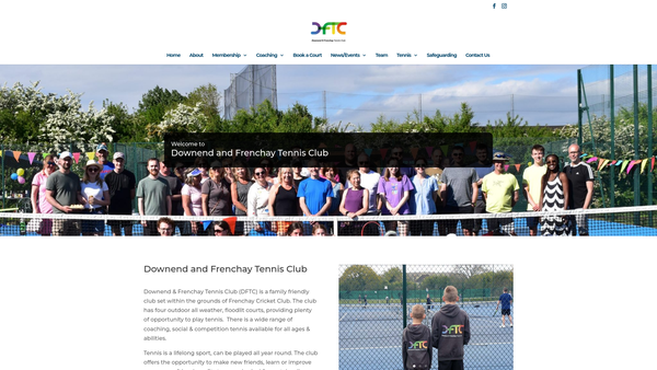Screenshot of the Downend And Frenchay Tennis Club website