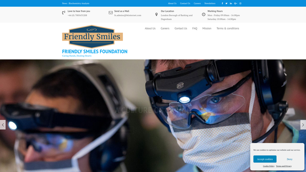 Screenshot of the Friendly Smiles Foundation website