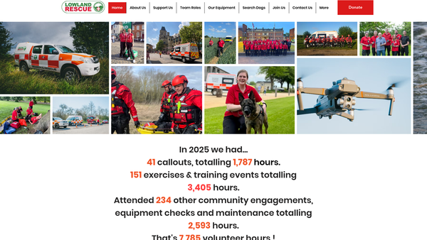 Screenshot of the Northamptonshire Search And Rescue website