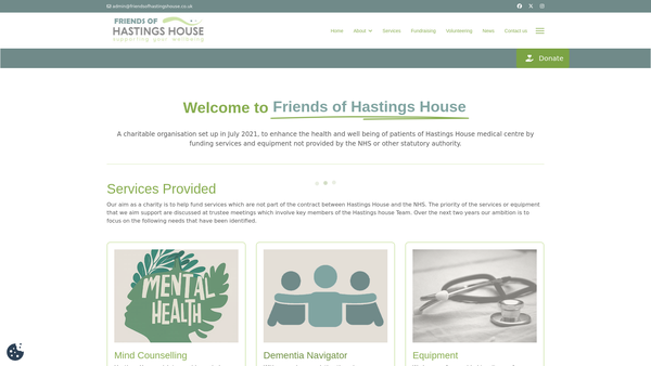 Screenshot of the Friends Of Hastings House website