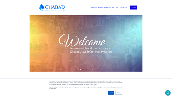 Screenshot of the Chabad Of Greenwich & Docklands Limited website