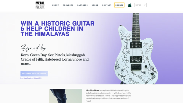 Screenshot of the Metal For Nepal website